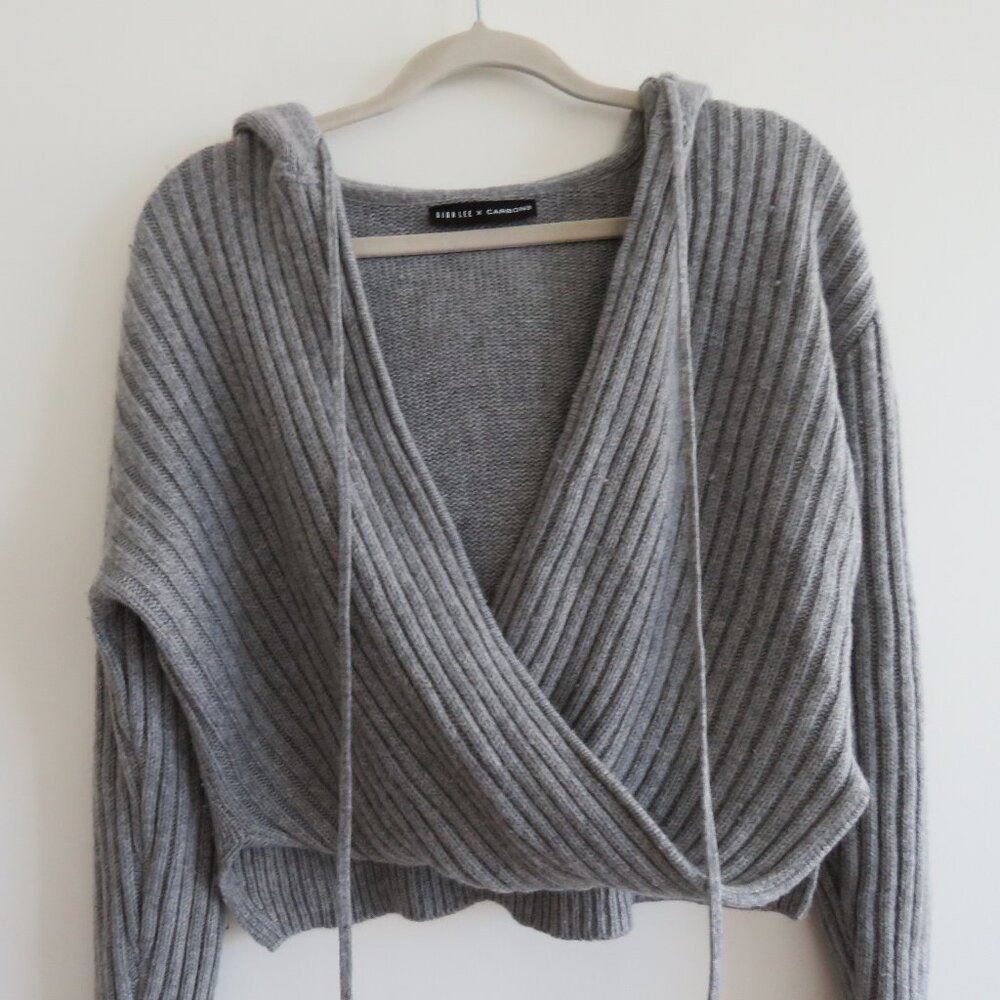 Gray Ribbed Women's Sweater - Picture 3 of 16